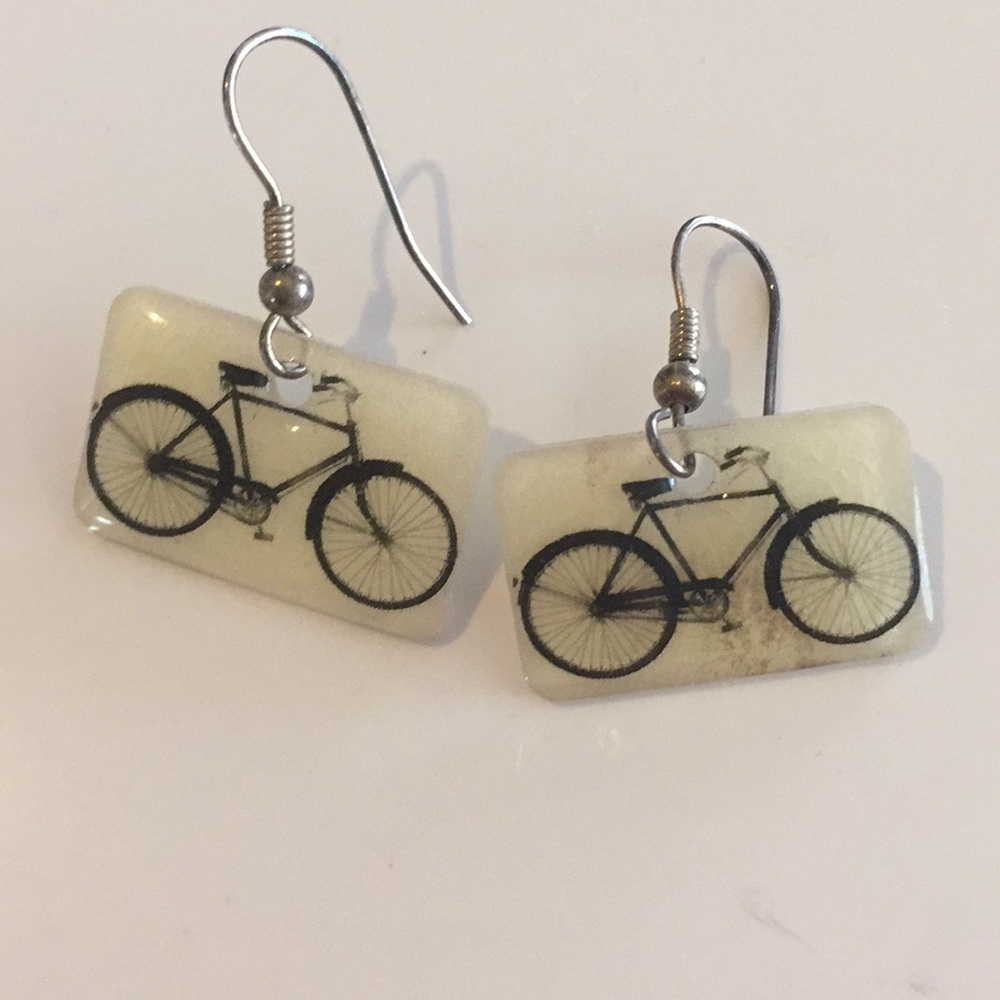 Glass bicycle earrings